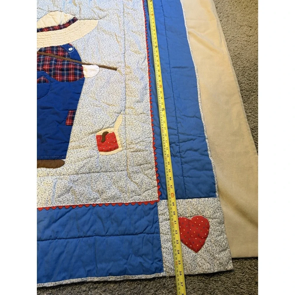 Vintage Handmade Cottage Core Fisherman Baby Toddler Nursery Quilt